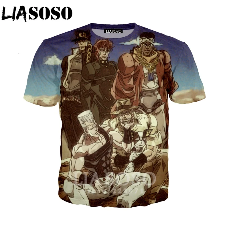 10 LIASOSO летняя Новинка для мужчин и женщин Kujo Jotaro Толстовка 3D принт аниме JoJo Необычные Приключения Футболка короткий рукав Топ пуловер B051 - Цвет: 10