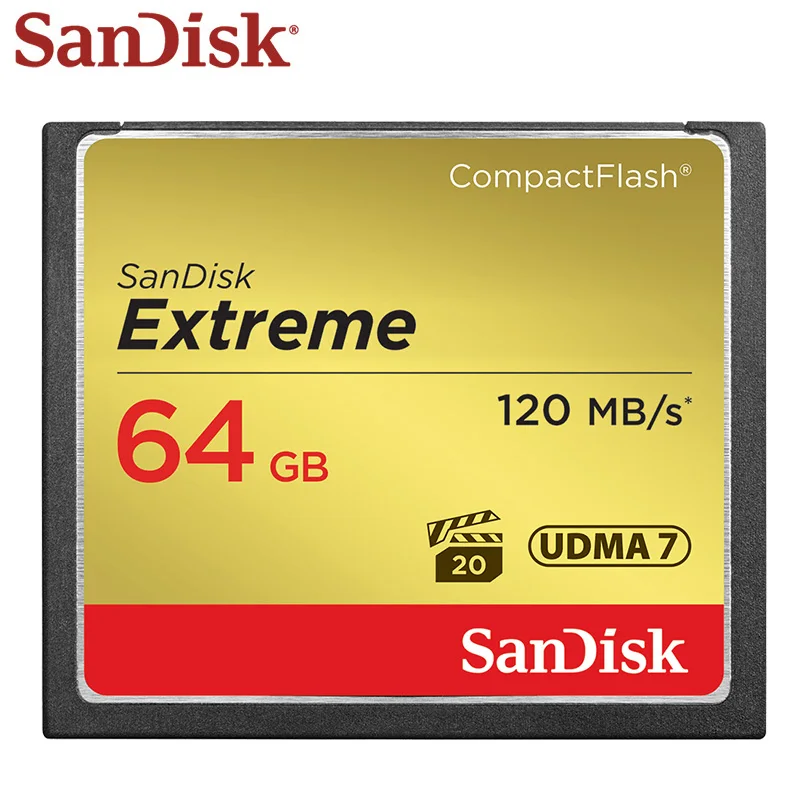 Sandisk CF Card 128GB Compact Flash Card 64GB Memory Card 32GB Flash Card VPG-20 UDMA7 High Speed Original Max 120MB For Camera