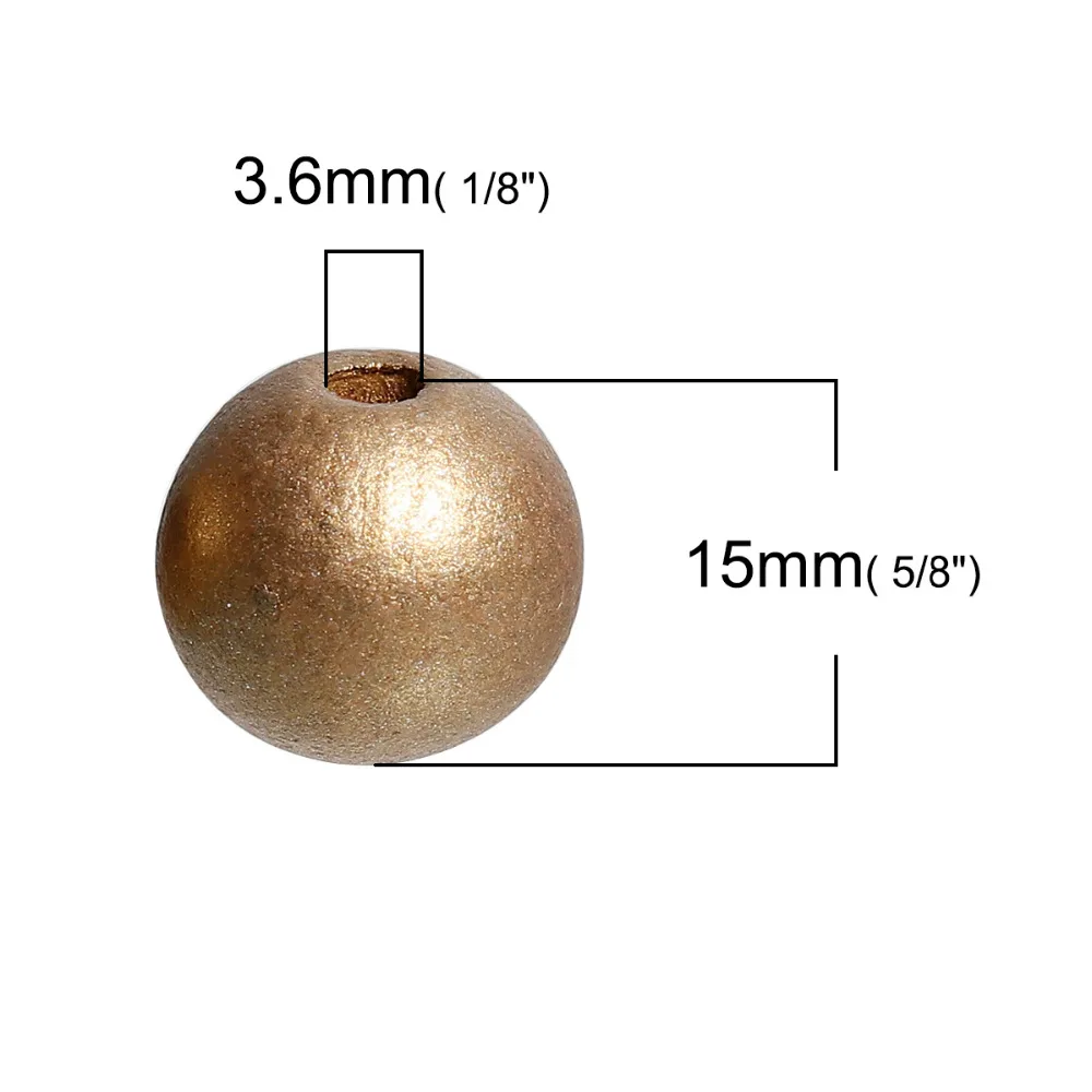 DoreenBeads круглые золотые деревянные разделительные шарики Hinoki DIY детали диаметр 15