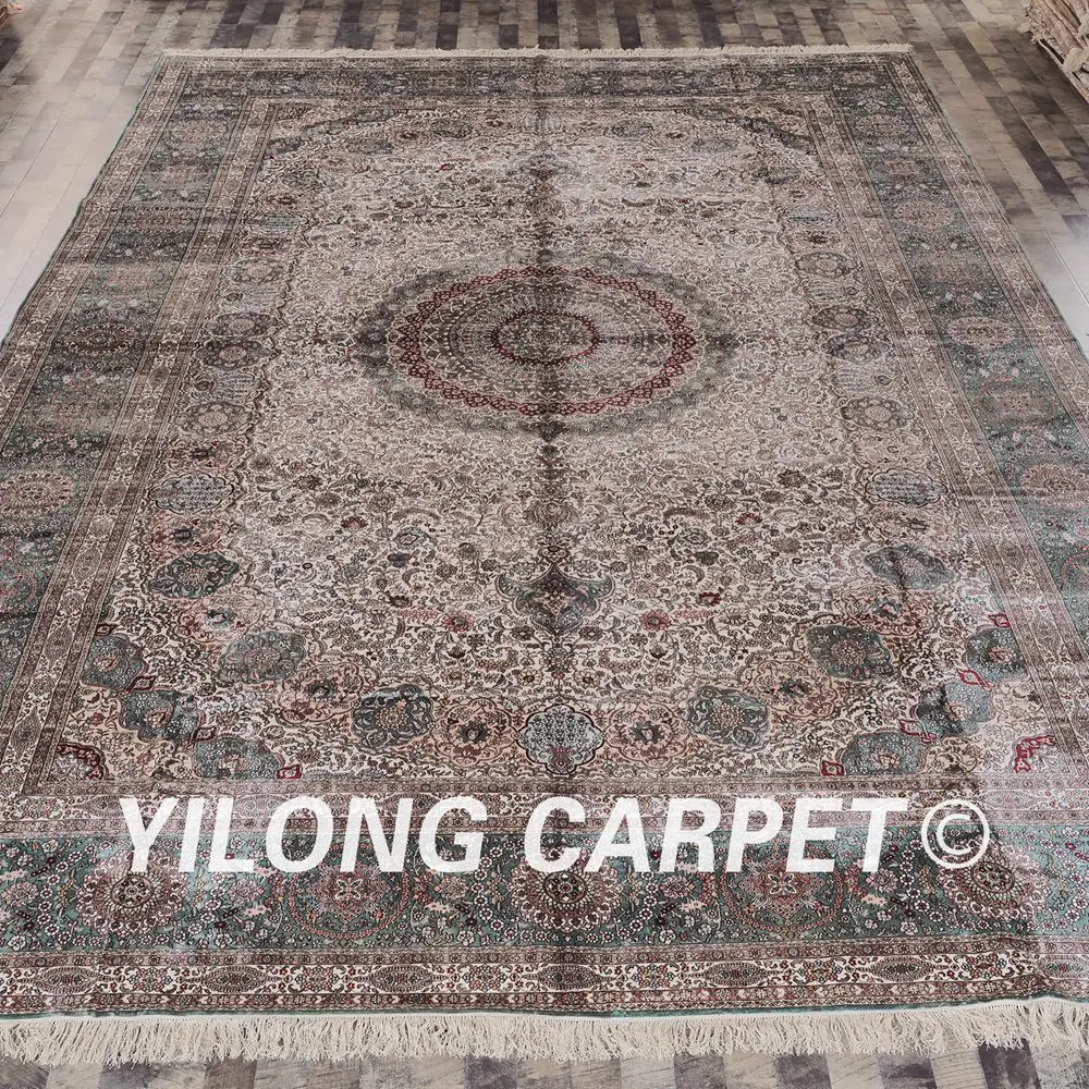 Yilong 12'x18' персидские украшения дома шелковые ковры прочный роскошный ручной