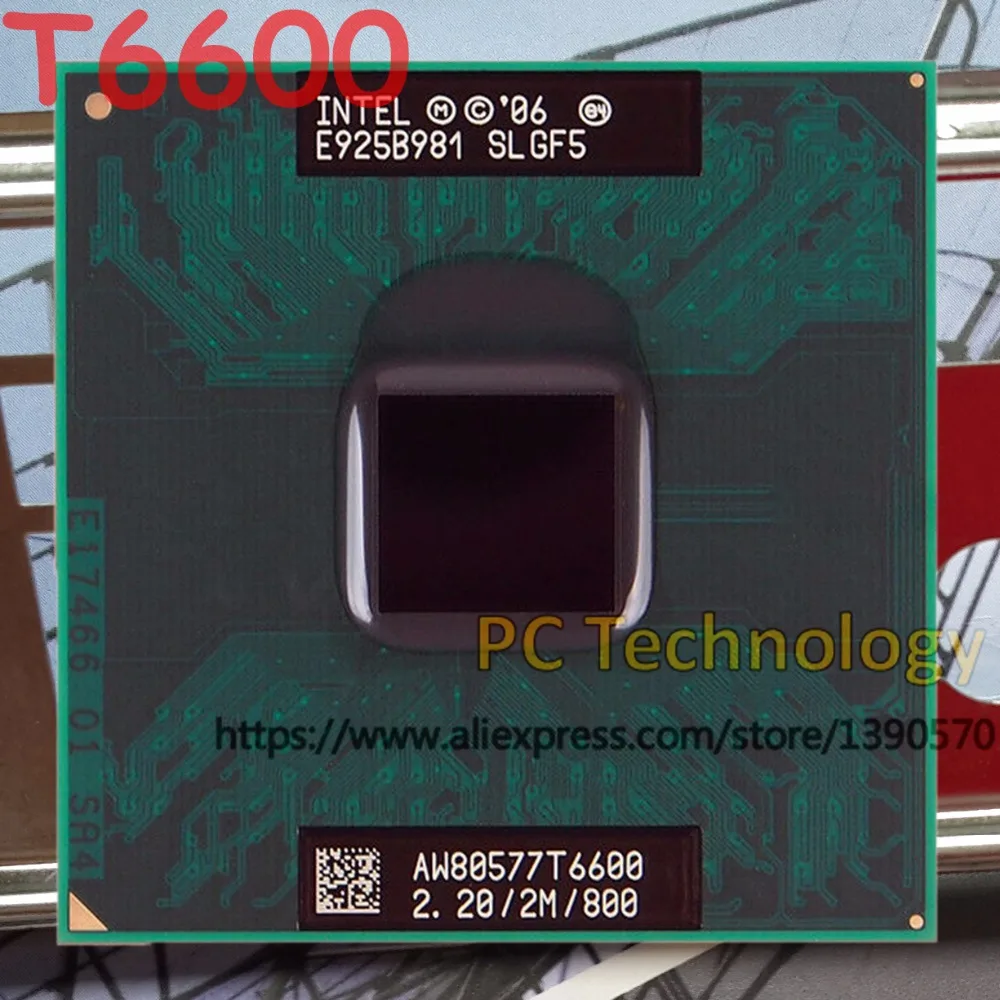 Оригинальный процессор Intel Core2 Duo T6600 CPU 2M 2 20 ГГц 800 МГц разъем 478 отправка в течение 1