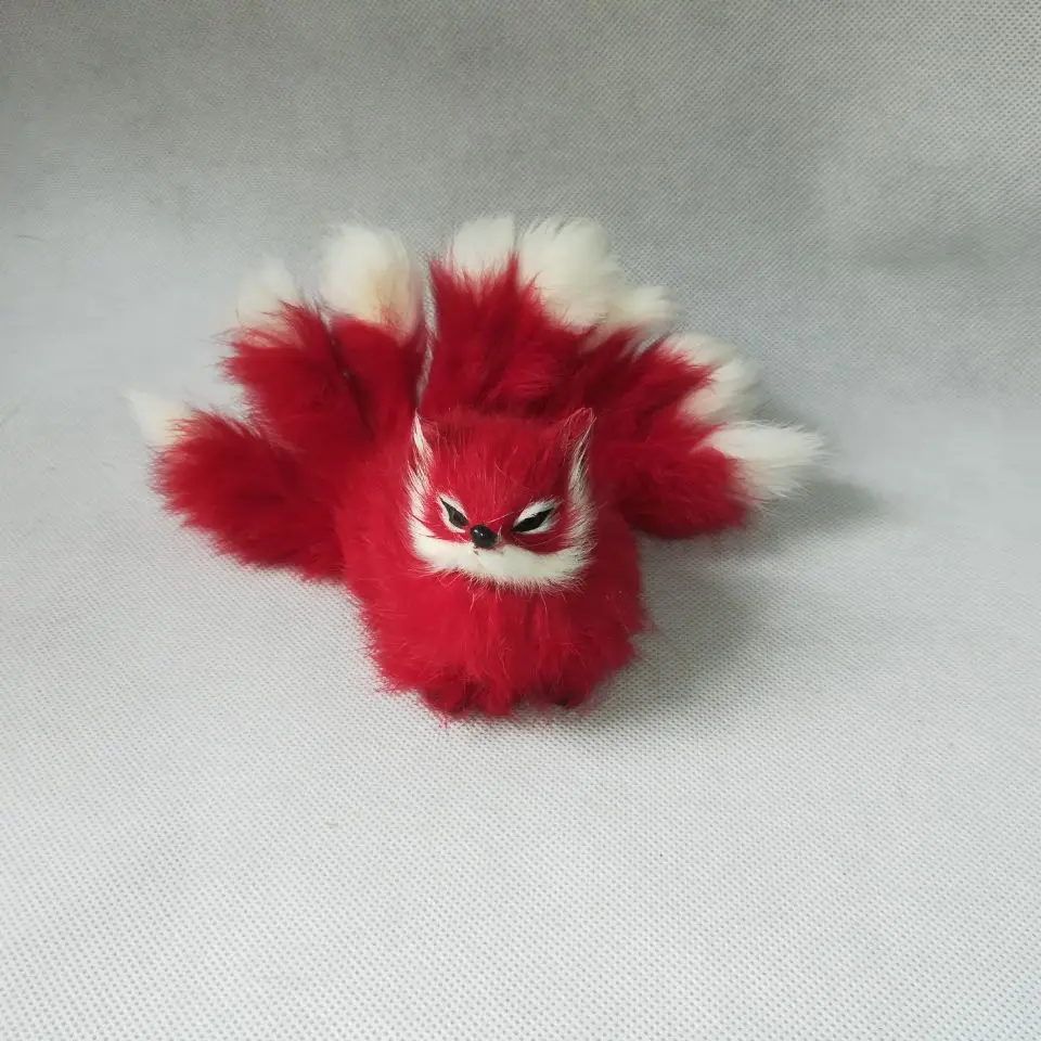 Реалистичная игрушка red fox с девятью хвостами твердая модель furs craft prop украшение