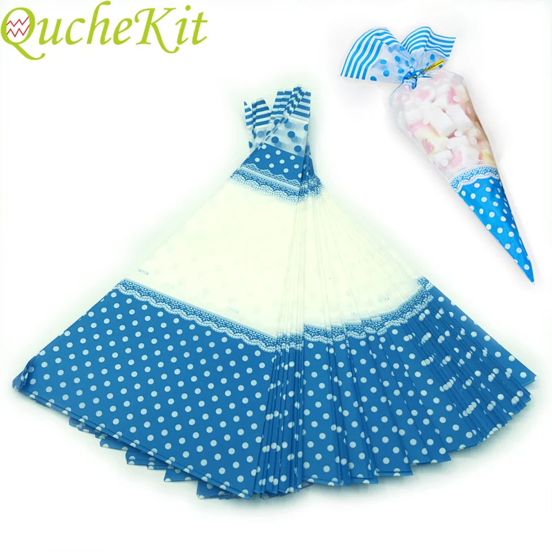 Целлофановые пакеты с синими точками 50 шт. прозрачные пластиковые конфетные