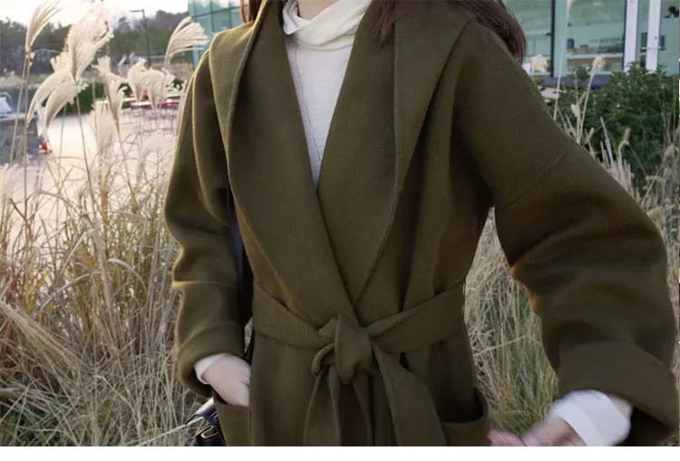 2016 с длинным рукавом женские шерстяные пальто новое платье в Корейском стиле