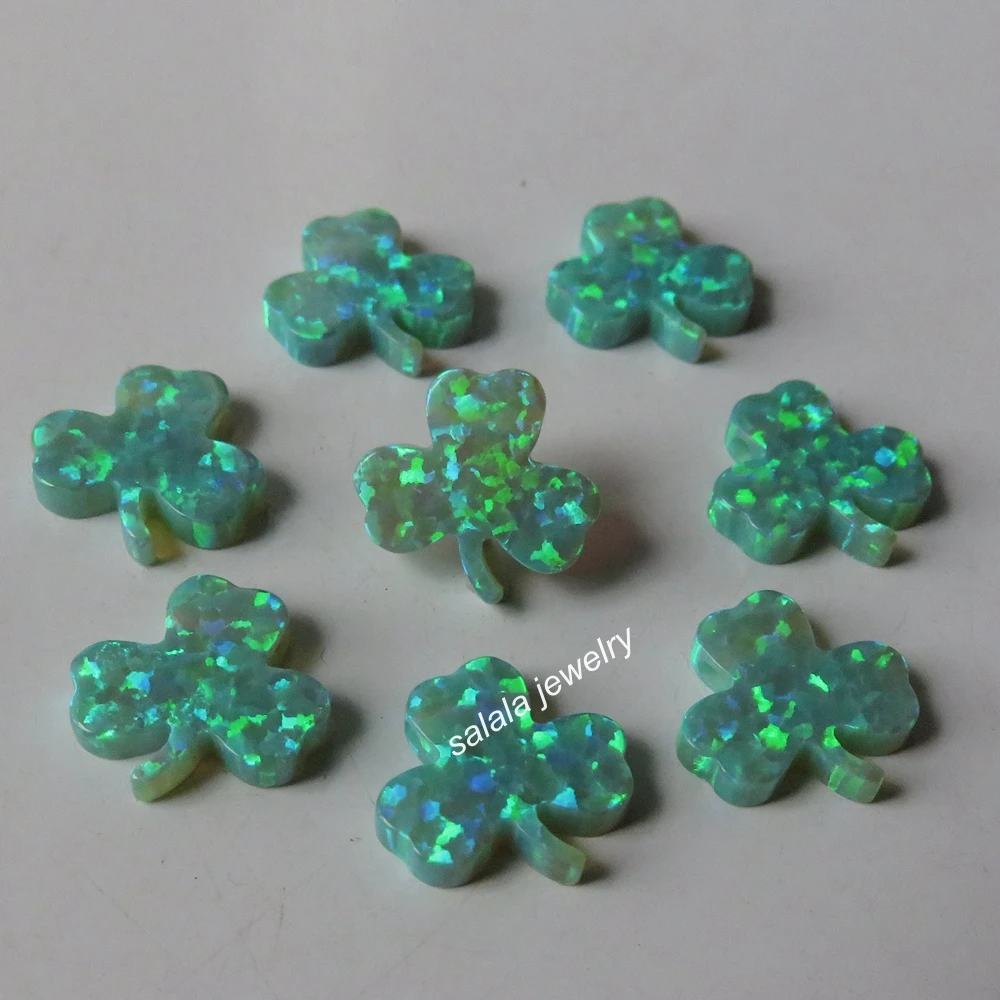 200pcs /lot OP11 Kiwi Green 3 Clover Fire Opal 12mm Lucky Shamrock Charms Three Leaf | Украшения и аксессуары