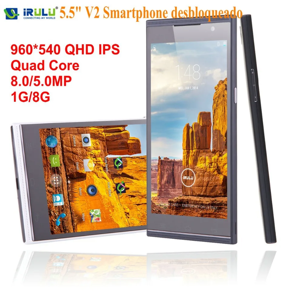 IRULU V1 Разблокировать Мобильный смартфон 5.5 &quotQHD IPS MTK6582 Quad Core 1 ГБ/8 ГБ Ячейки Android 4.4.