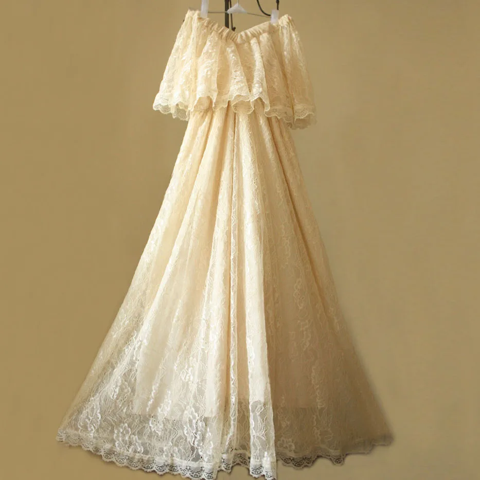 Женское длинное кружевное платье TIYIHAILEY летнее Хлопковое макси с открытыми