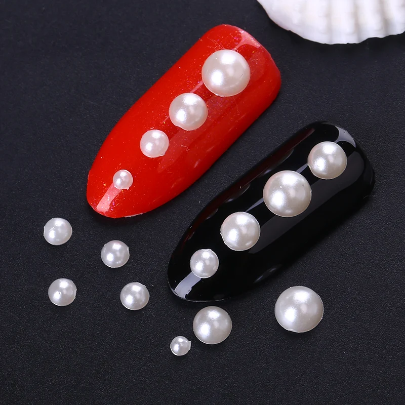 стразы для ногтей дизайн Nail Art декорация 4 Размеры Half Round White Pearl Советы Шпильки
