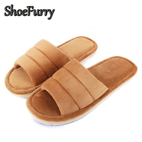 ShoeFurry/зимняя мужская повседневная обувь; домашние тапочки; мягкая плюшевая теплая хлопковая обувь; мужские домашние тапочки; Домашние меховые тапочки; большие размеры - Цвет: SZJ-STPM Coffee