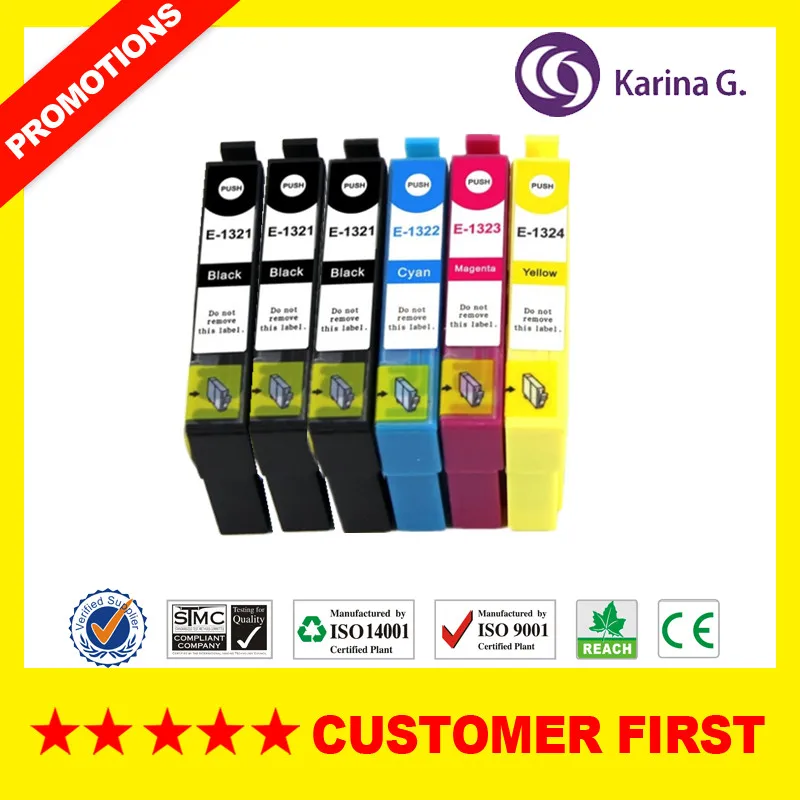 Совместим с Epson T1321 T1322 T1323 T1324 чернильный картридж для принтера Stylus N11 NX125 NX130 и т.