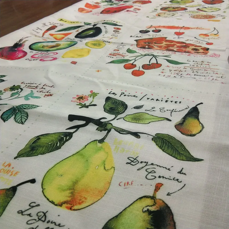 Ткань из хлопка и полиэстера с принтом яблока груши клубники торта для шитья | Дом