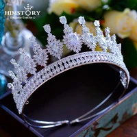 luxurious royal queen full cubic zircon tiaras crowns oversize princess brides hairbands full cz wedding hair accessories