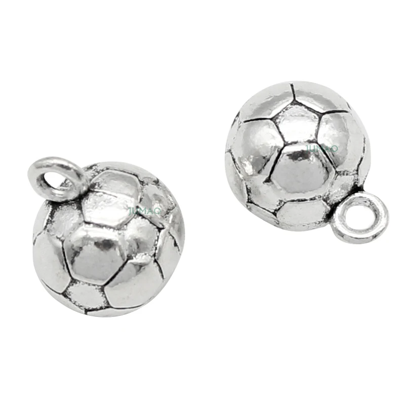 silver soccer 7 шт./партия Древний серебряный/бронза Баскетбол Футбол мяч Футбол волейбол Подвески 3D 14x11 мм - Окраска металла: silver soccer