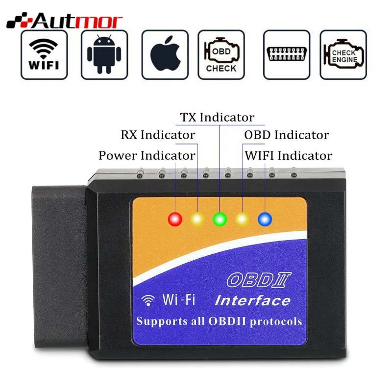Автомобильный WIFI OBD 2 беспроводной считыватель кодов автомобиля сканирующий