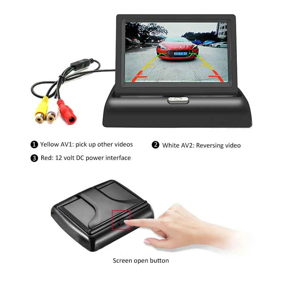 4 Lights External Reversing Camera 4.3 Inch Folding Display Rear View HD Waterproof Car DVR | Автомобили и мотоциклы