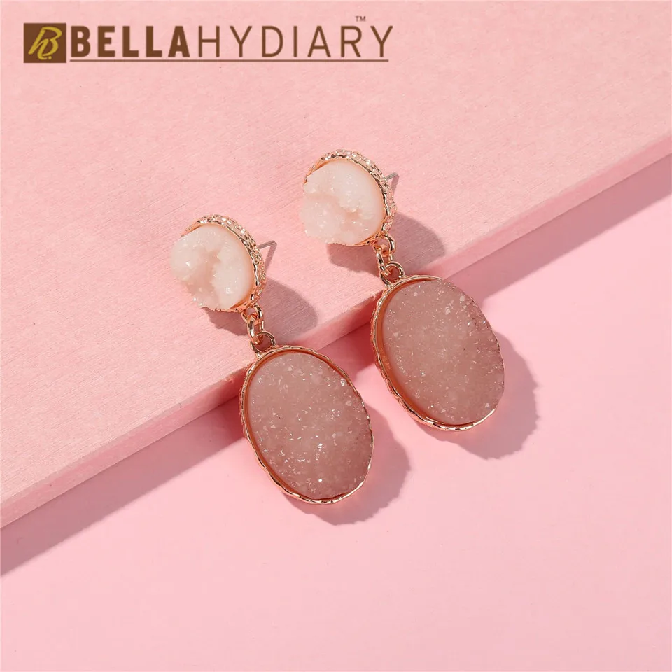 Bijoux необычные серьги из смолы Druzy, большие геометрические Висячие серьги для женщин, ювелирное изделие, массивные серьги Mujer Moda Ohrringe
