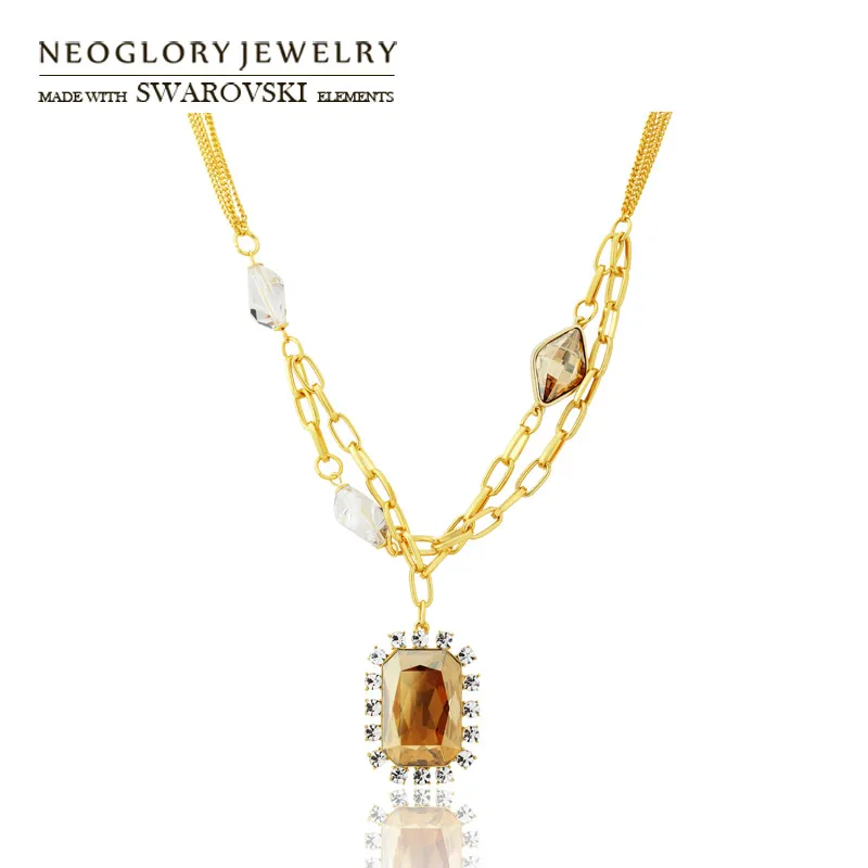 Neoglory Crystal & торжественная Подвеска со стразами ожерелье золотого цвета Роскошный