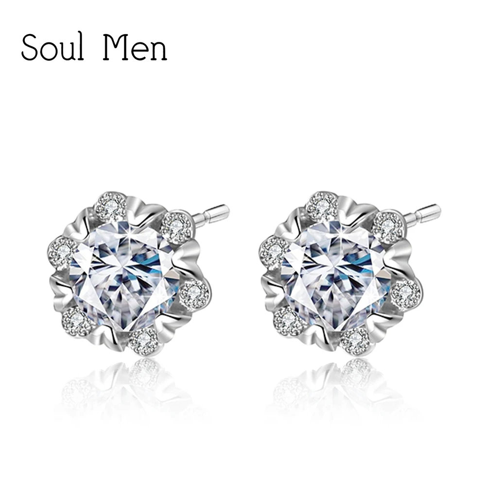 Женские серьги гвоздики из настоящего стерлингового серебра с классическим