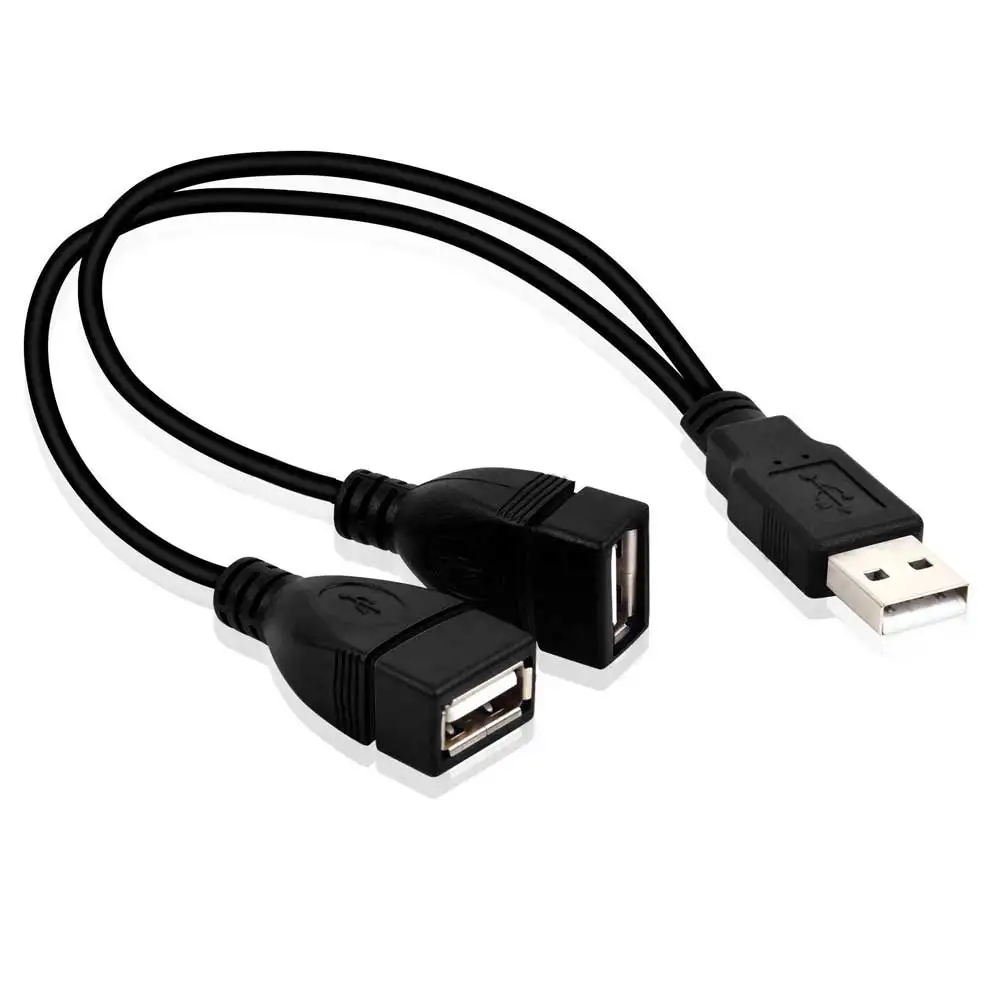 2 Port USB2.0 Hub USB 2.0 Male To 2 Dual USB Female Jack Splitter Hub Power Cord Adapter For PC Phone Laptop Cable