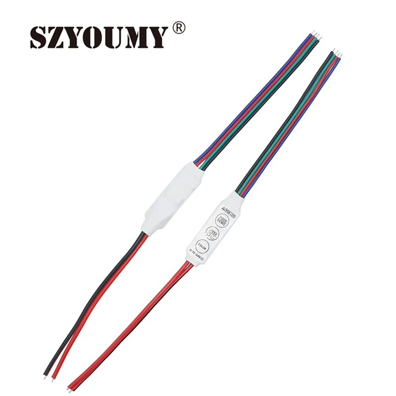 SZYOUMY 300 шт. DC 12 В мини 3 Ключи 2pin к 4pin RGB светодио дный контроллер Яркость диммера для 3528 5050 полосы или лампы