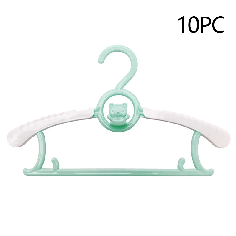 Green-10pc 10 шт. выдвижные детские вешалки, плотные прочные Детские полки для одежды, сушильные стеллажи для детей с героями мультфильмов, Нескользящие вешалки для взрослых - Цвет: Green-10pc