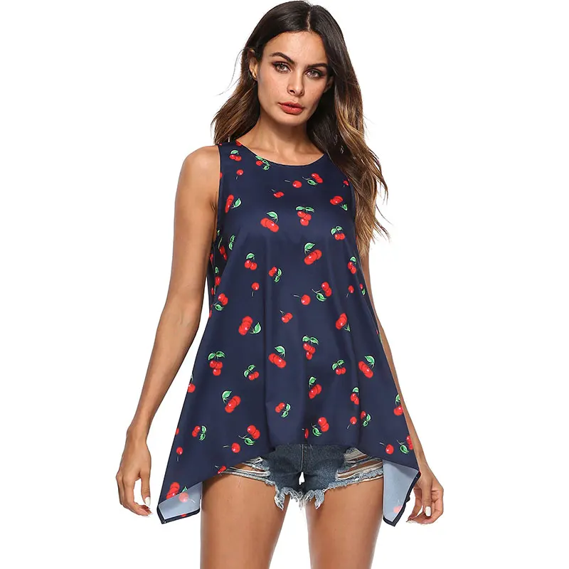 WLLW Для женщин без рукавов Асимметричный Подол сзади разрез Cut Out шею рубашка |