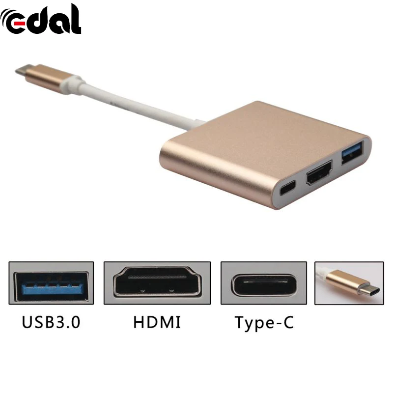 EDAL высокая скорость 15 см 3 в 1 Type-C USB папа к HDTV HDMI/USB 0/Type C Женский конвертер кабель