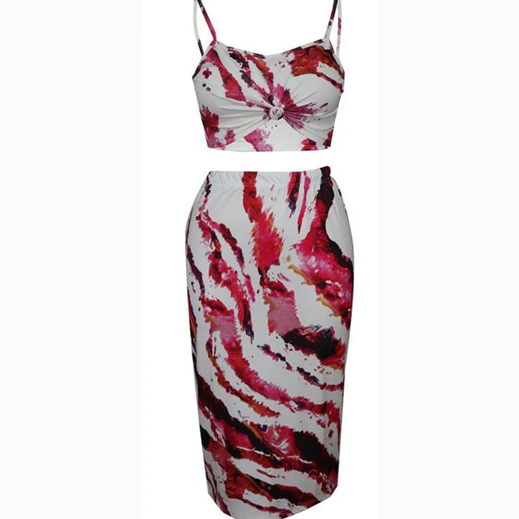 Женский комплект из 2 предметов летний пикантный топ с бантом платье разрезом и