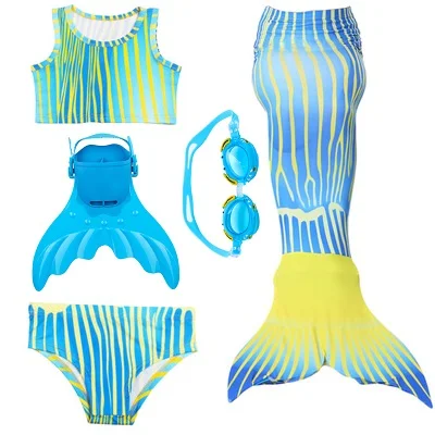 Blue 83 set Детская одежда раздельный купальник, детский купальник русалки, бикини для девочек, хвост русалки и ребристый купальник, хвост русалки, одежда для купания - Цвет: Blue 83 set