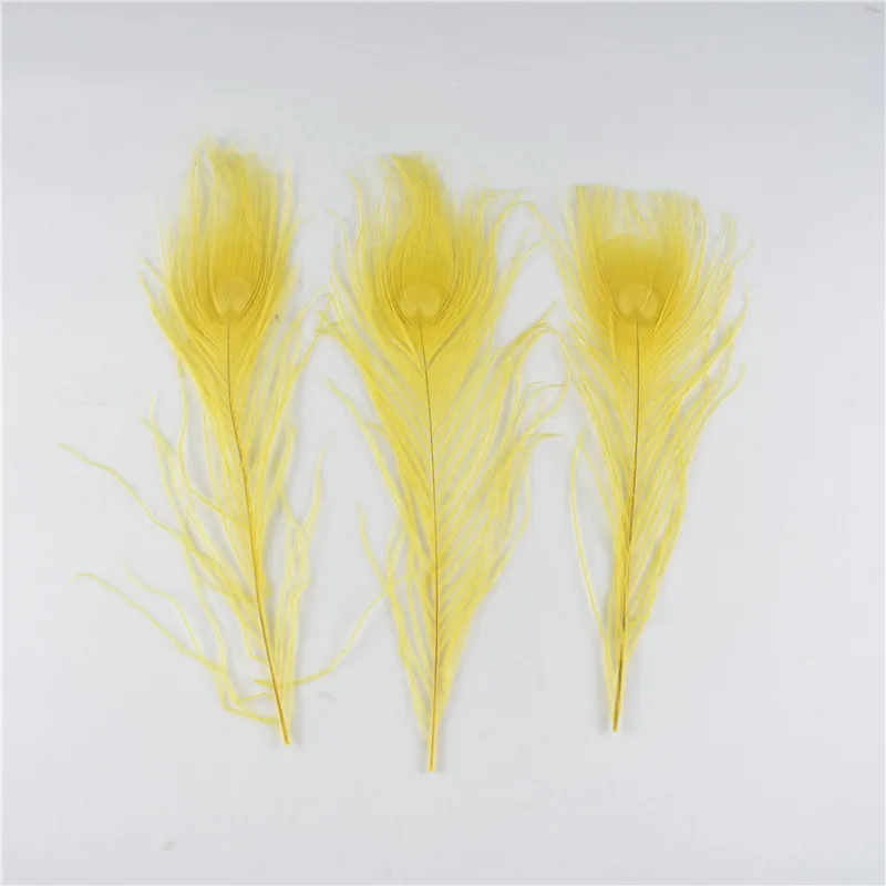 Yellow 10 шт./партия 25-32 см 10-13 дюймов окрашенные Перья павлина красивые перья павлина для рукоделия и свадебного украшения - Цвет: Yellow