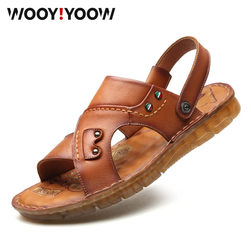 WOOY! Yow/пляжная обувь из воловьей кожи Новинка летние мужские повседневные