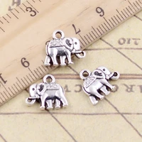20pcs charms double sided elephant 13x12mm tibetan bronze silver color pendants antique jewelry making diy handmade craft