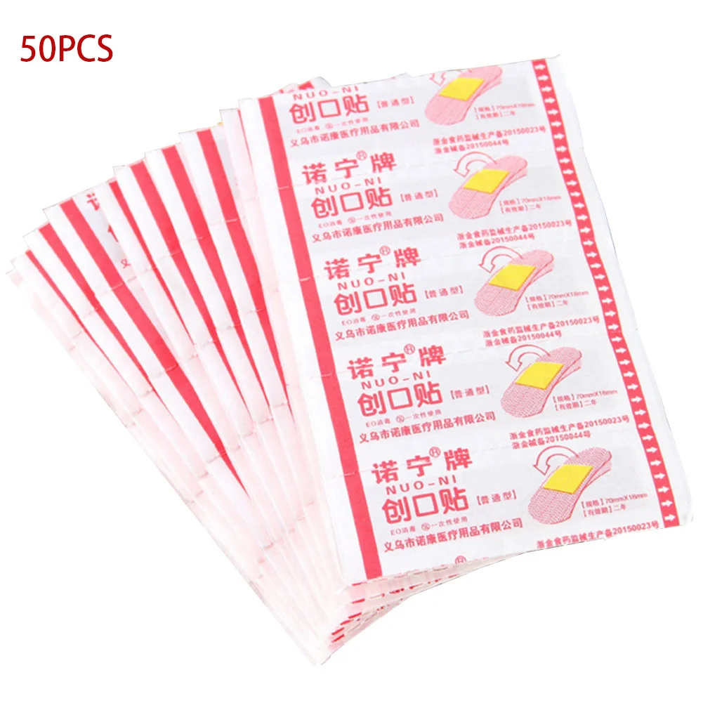 50 Pcs 50 шт., 100 шт., гемостаз, для путешествий, Детские клейкие повязки, Woundplast, водонепроницаемый комплект, для дома, дышащая, для первой помощи, для экстренной помощи - Цвет: 50 Pcs