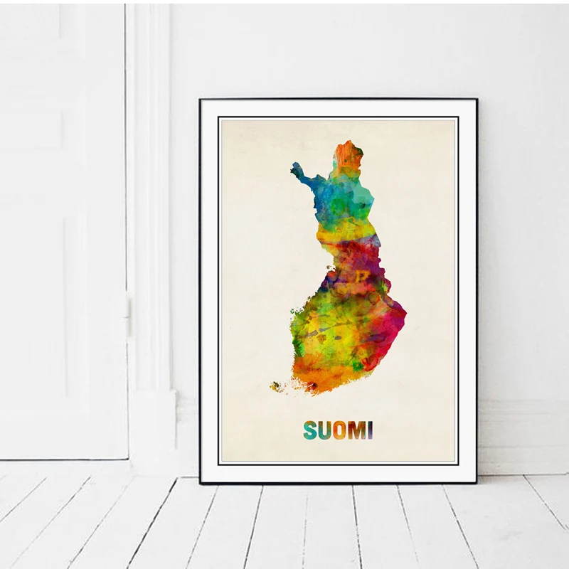 

Modern Map of Finland Canvas Art Print Poster, Wall Picture for Living Room Decoration, SUOMI Hogar Decor Painting