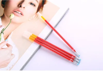 10pcs red refills Металлические гелевые розовые, золотые, серебряные ручки, креативные портативные шариковые ручки из сплава, оригинальные черные ручки, 0,5 мм - Цвет: 10pcs red refills