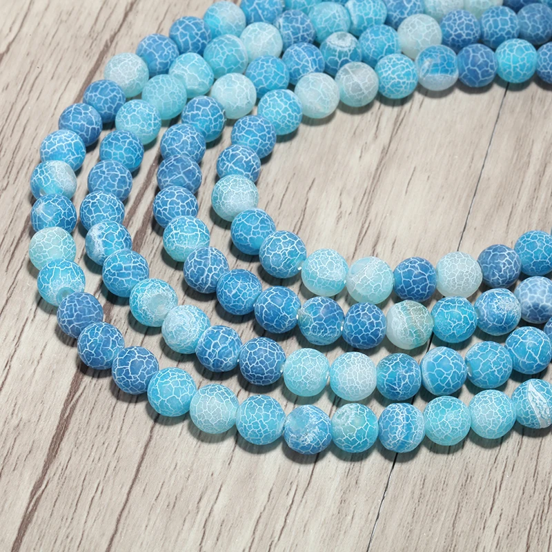 Frosted blue weathered carnelian round beads 8 mm Fashion necklace accessories Bracelet Beads for jewelry making | Украшения и