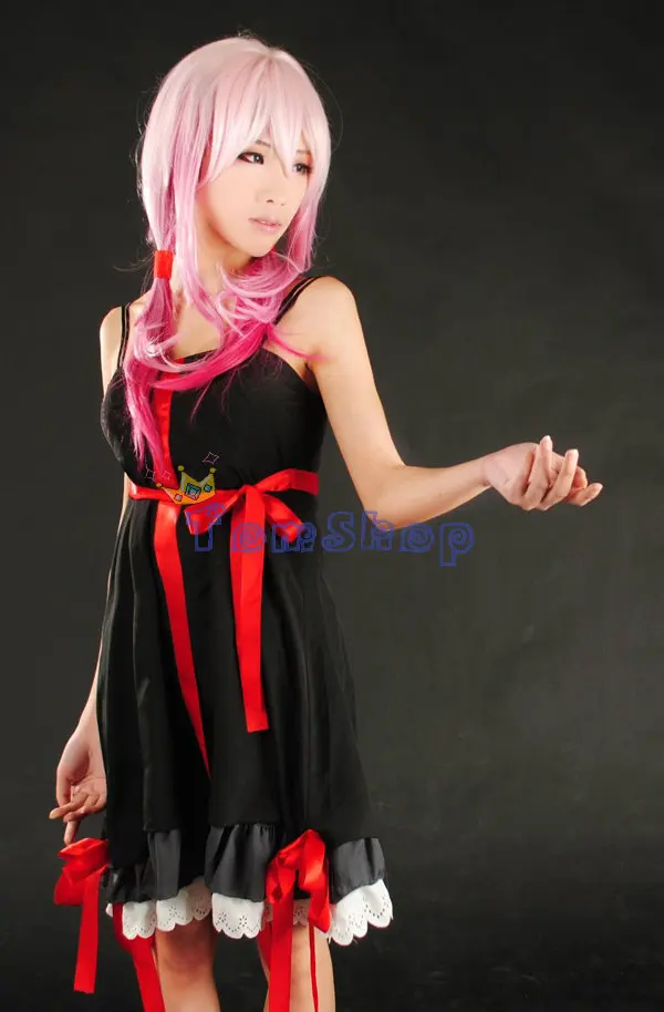 Anime Guilty Crown Inori Yuzuriha Black Short Mini Dress Sexy Cosplay Dresses Women Girls Halloween Costumes Free Shipping |