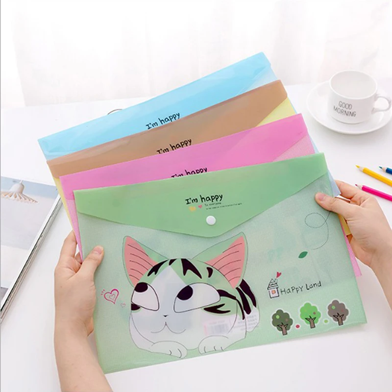 2 шт. Kawaii ПВХ A4 канцелярская сумка милая папка для документов в Корейском стиле