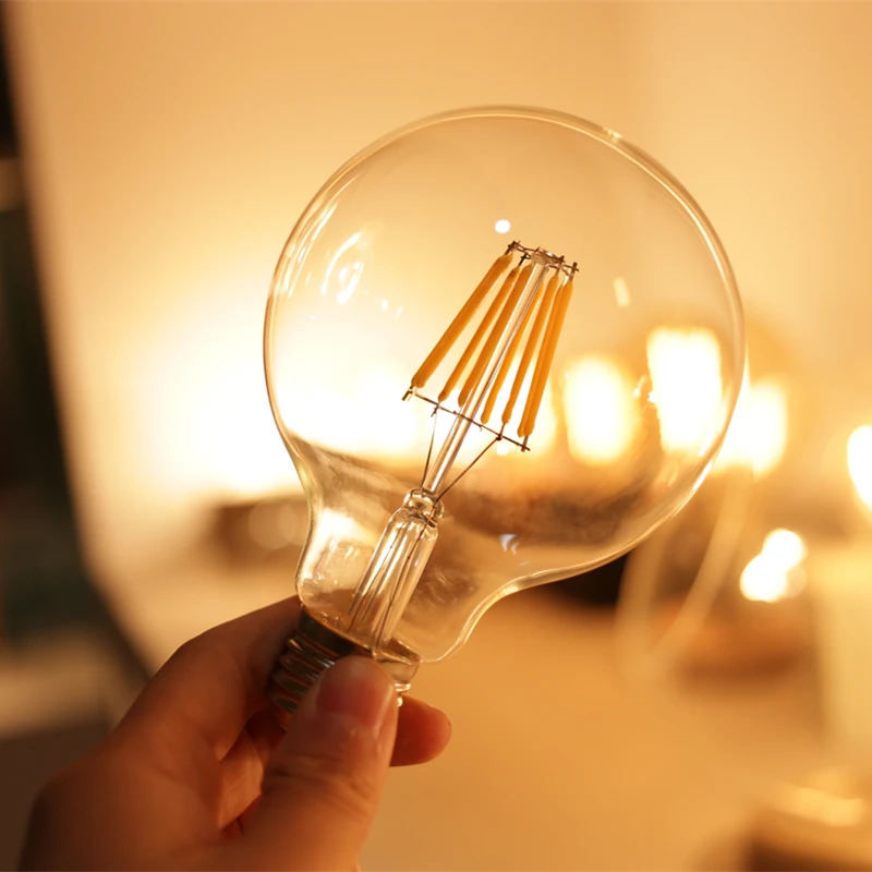 Эдисон лампы led g80 эдисон лампа накаливания COB LED пламя 6 Вт 110 В/220 В G80 Лампы Ретро E27