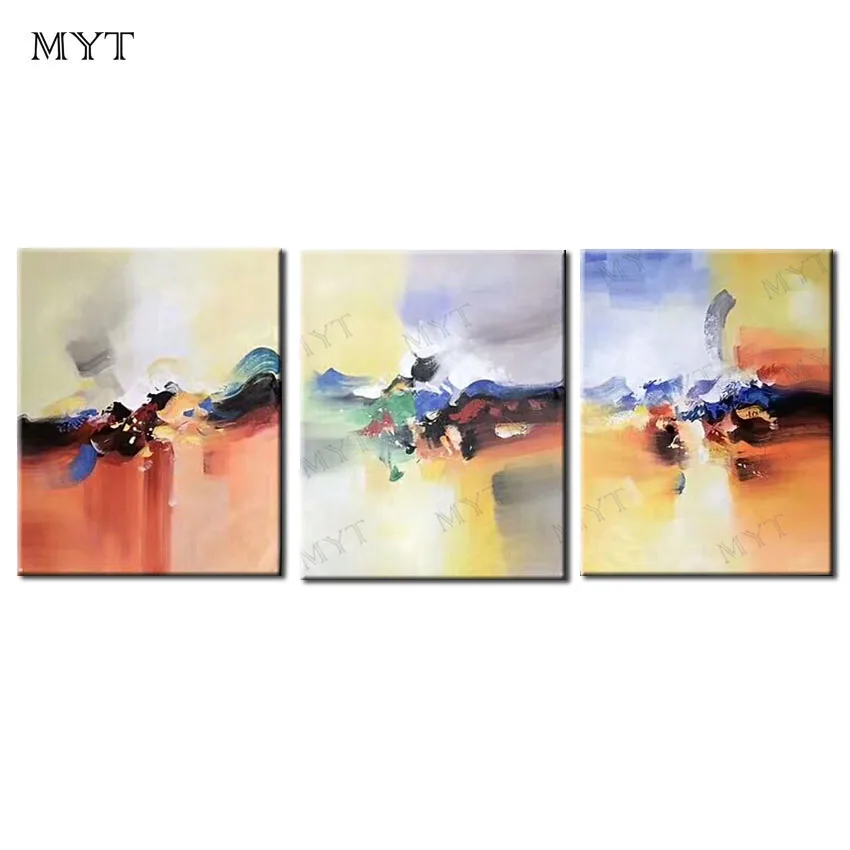 MYT Large Handpainted 3 PCS As 1 Set Landscape Oil Painting On Canvas Wall Art Pictures For Living Room Home Decor | Дом и сад