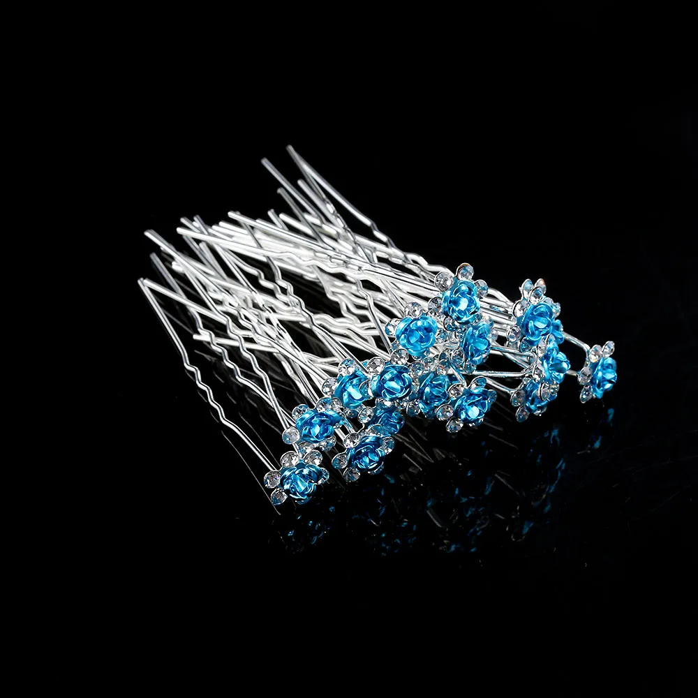 20 шт./лот Свадебная шпилька для волос с кристаллами и розами|flower hair pin|hair pinsbridal wedding