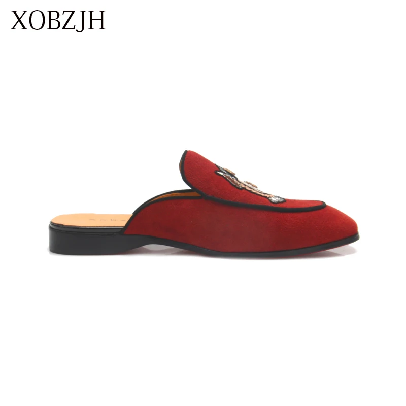 XOBZJH/Новинка г.; Мужская обувь ручной работы для отдыха; Мужская Летняя обувь для вечеринок; мужские кожаные лоферы на плоской подошве; красная обувь; большие размеры