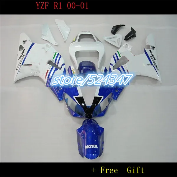 

Комплект рабочей формы Nn-Body, белые и синие Пластиковые обтекатели для YZFR1 2000 2001 00 01, мотоциклетное покрытие, бесплатный подарок для Yamaha
