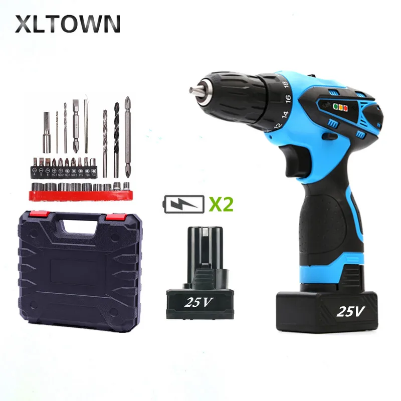 Xltown новинка 25 в аккумуляторная электрическая отвертка с 27 дриями перезаряжаемая