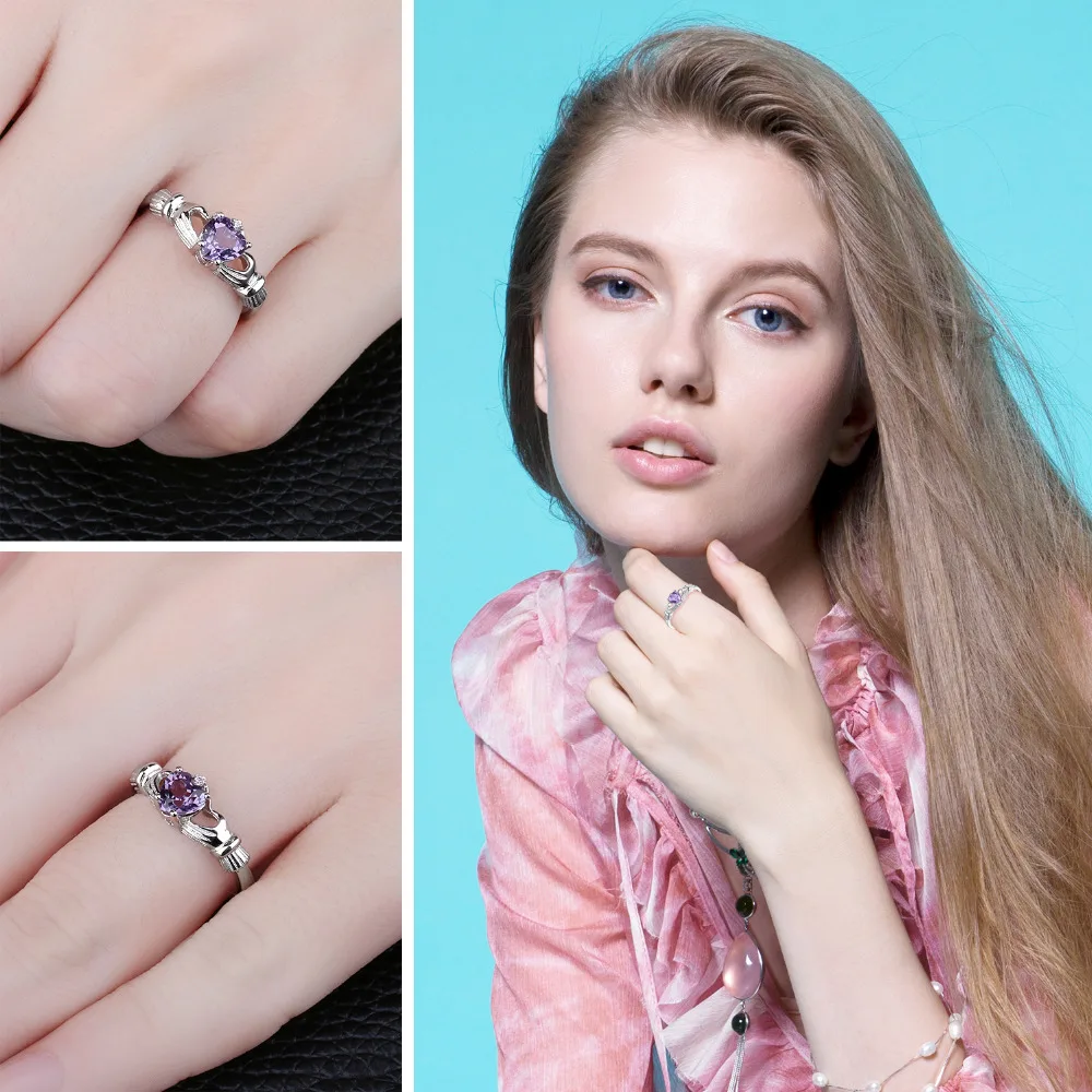 Jewelrypalace Александрит сапфир ирландский Клэдда кольцо Твердые 925 серебро Мода