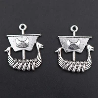 wkoud 10pcs silver color retro dragon boat charm alloy pendant necklace bracelet diy metal jewelry findings 2621mm a51