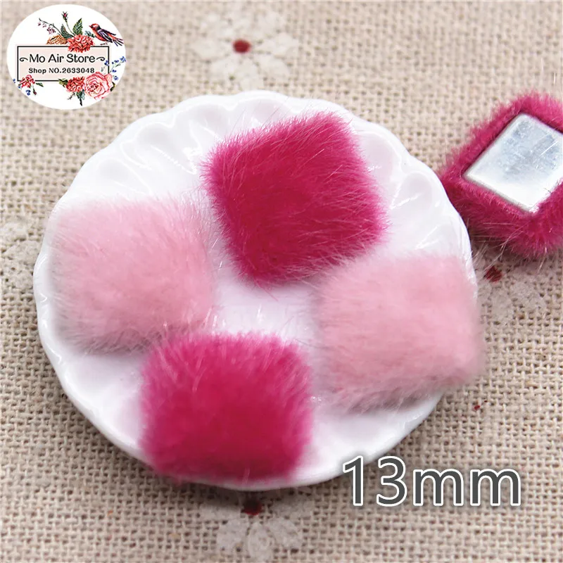 50 шт. розовая плоская задняя часть покрытая мехом сердце/квадрат/звезда пуговицы