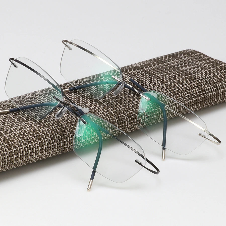 Титановые очки без оправы фотохромные для близорукости мужские и женские