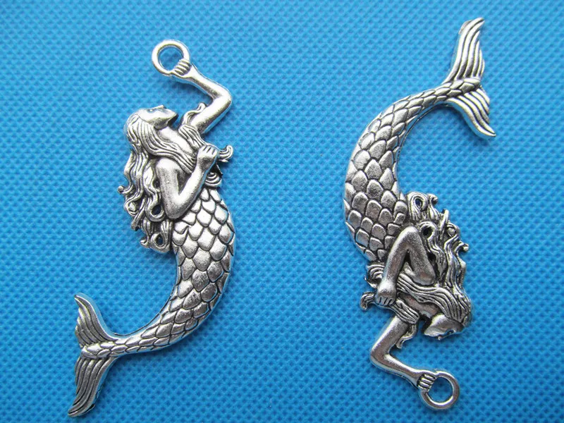 5 шт. 42 мм x 76 античный серебряный тон/Античная искусственная рыба
