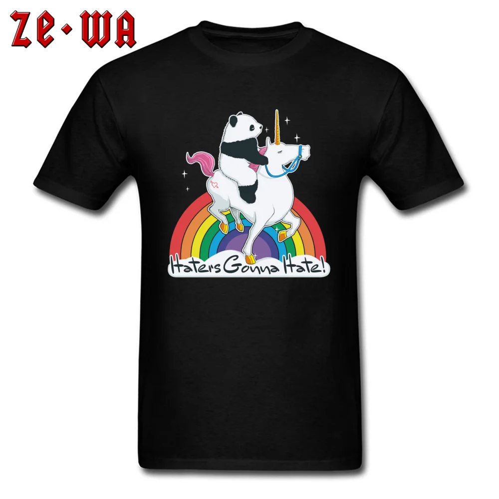 T Shirt For Fun Men T-shirt Punk Style Tops Unicorn Panda Rider Tees Slogon Tshirt Haters Gonna Hate Mens Cartoon Clothes Cotton